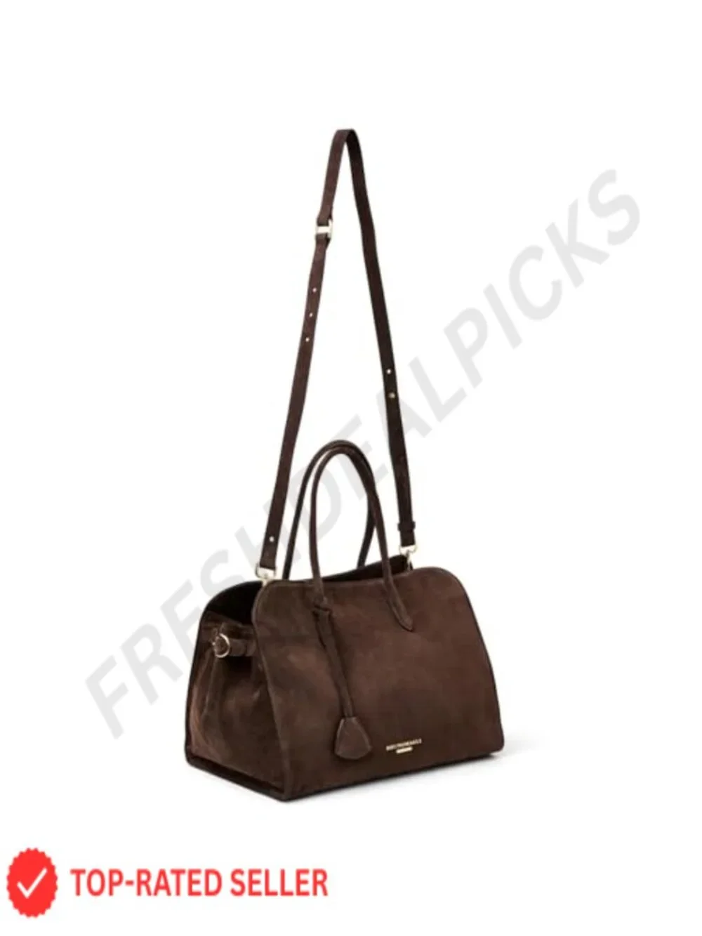 Suede Satchel Handbag with Crossbody Strap, Adjustable, Magnetic Closure
